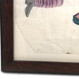Marvelous 19th C. Naive Watercolor and Graphite Drawing of Two Children and Noah's Arc (?)