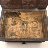 Wonderful 19th Century Folk Art / Tramp Art Box With Birds and Interior Lined with Quack Medicine Advertisement