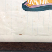 Marvelous 19th C. Naive Watercolor and Graphite Drawing of Two Children and Noah's Arc (?)