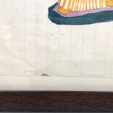 Marvelous 19th C. Naive Watercolor and Graphite Drawing of Two Children and Noah's Arc (?)