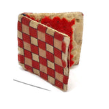 Lovingly Crafted Antique Needlebook with Homespun Checked Fabric Cover