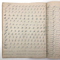 19th Century Penmanship Practice Notebook with Spencerian Bird Drawing