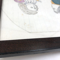 Marvelous 19th C. Naive Watercolor and Graphite Drawing of Two Children and Noah's Arc (?)