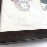 Marvelous 19th C. Naive Watercolor and Graphite Drawing of Two Children and Noah's Arc (?)