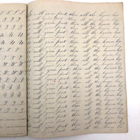 19th Century Penmanship Practice Notebook with Spencerian Bird Drawing