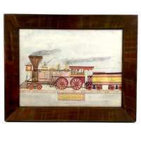 Watercolor Drawing of the H.E. Chamberlain Engine, Rutland Railroad, Presumed by William Linsley, c. 1870