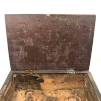 Wonderful 19th Century Folk Art / Tramp Art Box With Birds and Interior Lined with Quack Medicine Advertisement