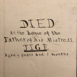 Hand-written Obituary for Beloved Cat Tige, 1880-1889