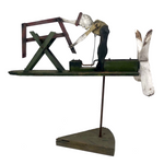 Wonderful Early Folk Art Sawing Man Whirligig, Working!