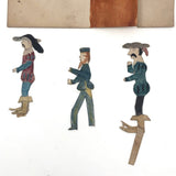 Wonderful Little Antique Watercolored Cutout Figures, House, and Fire!