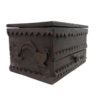 Wonderful 19th Century Folk Art / Tramp Art Box With Birds and Interior Lined with Quack Medicine Advertisement