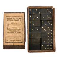 Early Double Nine Embossing Company Dominoes in Original Wooden Box