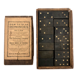 Early Double Nine Embossing Company Dominoes in Original Wooden Box