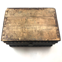 Wonderful 19th Century Folk Art / Tramp Art Box With Birds and Interior Lined with Quack Medicine Advertisement