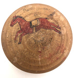 Japanese Horse Roulette in Turned Wooden Box with Great Text on Bottom