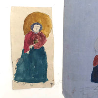Three Tiny Naive Watercolor Drawings