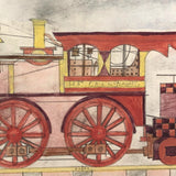 Watercolor Drawing of the H.E. Chamberlain Engine, Rutland Railroad, Presumed by William Linsley, c. 1870
