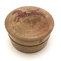 Japanese Horse Roulette in Turned Wooden Box with Great Text on Bottom