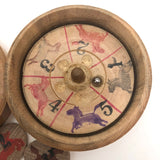 Japanese Horse Roulette in Turned Wooden Box with Great Text on Bottom