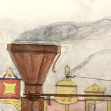 Watercolor Drawing of the H.E. Chamberlain Engine, Rutland Railroad, Presumed by William Linsley, c. 1870