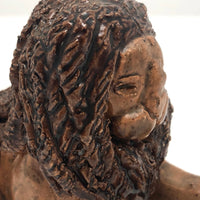 Brown Glazed Folk Art Signed Clay Lion in the Manner of John Bell