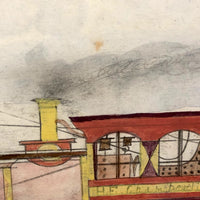 Watercolor Drawing of the H.E. Chamberlain Engine, Rutland Railroad, Presumed by William Linsley, c. 1870