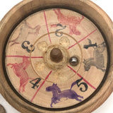 Japanese Horse Roulette in Turned Wooden Box with Great Text on Bottom