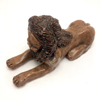 Brown Glazed Folk Art Signed Clay Lion in the Manner of John Bell
