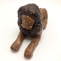 Brown Glazed Folk Art Signed Clay Lion in the Manner of John Bell