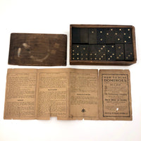 Early Double Nine Embossing Company Dominoes in Original Wooden Box