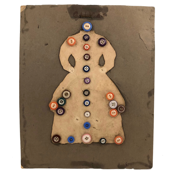 Wonderful Button Woman Silhouette Mounted in Card