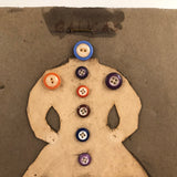 Wonderful Button Woman Silhouette Mounted in Card