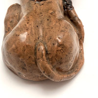 Brown Glazed Folk Art Signed Clay Lion in the Manner of John Bell