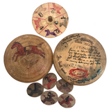 Japanese Horse Roulette in Turned Wooden Box with Great Text on Bottom