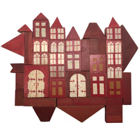 Great Old Hand-painted Wooden House Building Blocks + Huge Lot of Extras If You Want Them!