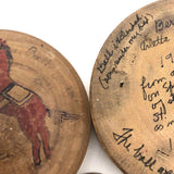 Japanese Horse Roulette in Turned Wooden Box with Great Text on Bottom