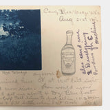 Interesting 1906 Cyanotype Postcard from Camp Red Wedge, with Gingerale Drawing