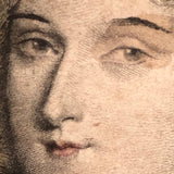 SOLD Antique Miniature Hand-colored Engraved Portrait of Fancy Woman in Fancy Frame