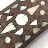 Antique Treen Snuff Box with Mother of Pearl Inlay
