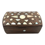 Antique Treen Snuff Box with Mother of Pearl Inlay