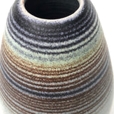 Egg-Shaped Studio Pottery Vase with Bands of Blue and Brown