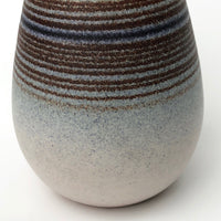 Egg-Shaped Studio Pottery Vase with Bands of Blue and Brown