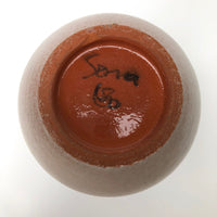 Egg-Shaped Studio Pottery Vase with Bands of Blue and Brown