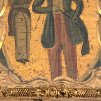 Gold Leafed Early Miniature Painting on Laquered Papier Mache in Daguerrotype Frame