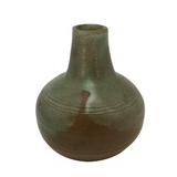 Light Green and Brown Glazed Studio Pottery Bud Vase Signed Krantz