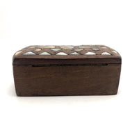 Antique Treen Snuff Box with Mother of Pearl Inlay