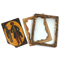 Gold Leafed Early Miniature Painting on Laquered Papier Mache in Daguerrotype Frame