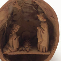 German Vintage Carved Walnut Miniature Nativity Scene