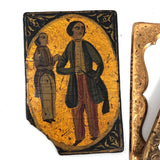 Gold Leafed Early Miniature Painting on Laquered Papier Mache in Daguerrotype Frame