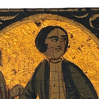 Gold Leafed Early Miniature Painting on Laquered Papier Mache in Daguerrotype Frame